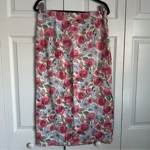 Vintage Caroline Kendrick Linen Blend Floral Skirt Size 10 Easter Summer 90s